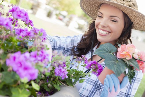 Gardener inspecting a garden site